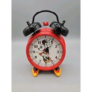 Disney Parks Minnie Mouse Red Twin Bell Alarm Clock with Feet Tested Works